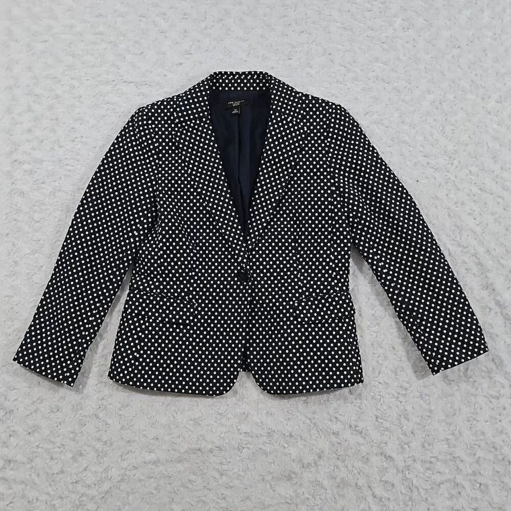 Ann Taylor petite polka dotted Blazer coat jacket dressy Womens size 4 petite